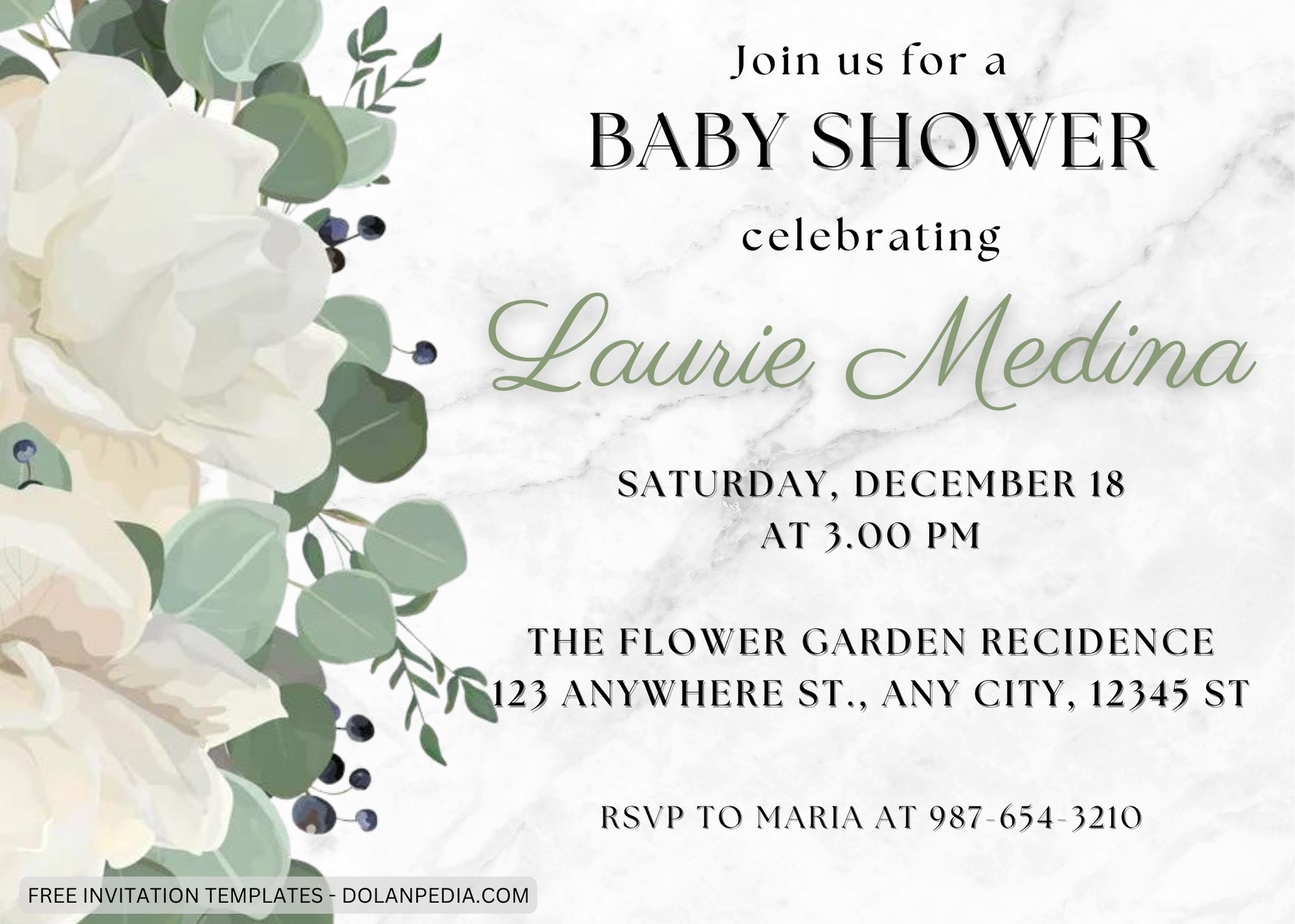 9+ White Peony Baby Shower Invitation Templates Title