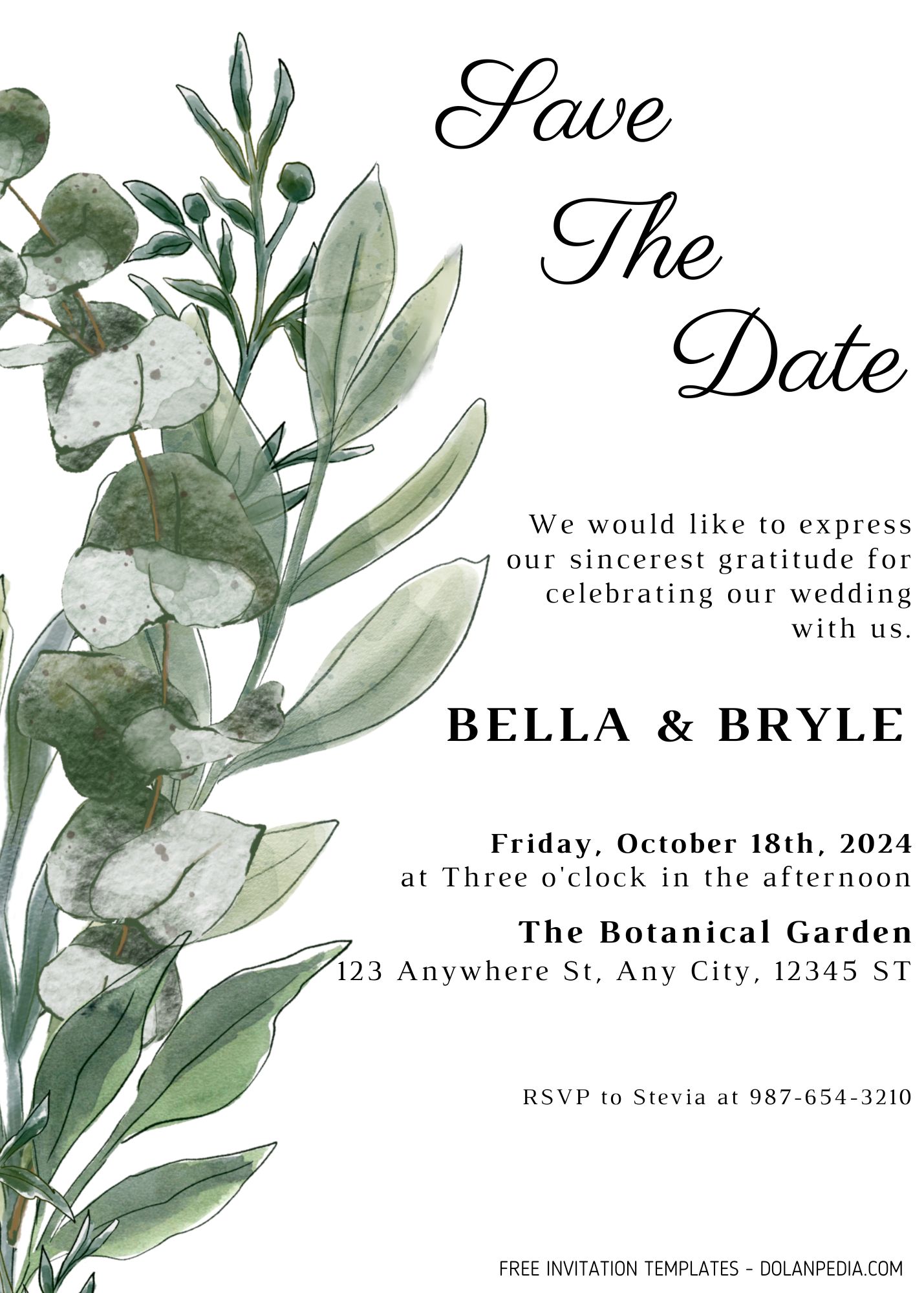 11+ Greenery Eucalyptus Wedding Invitation Templates One