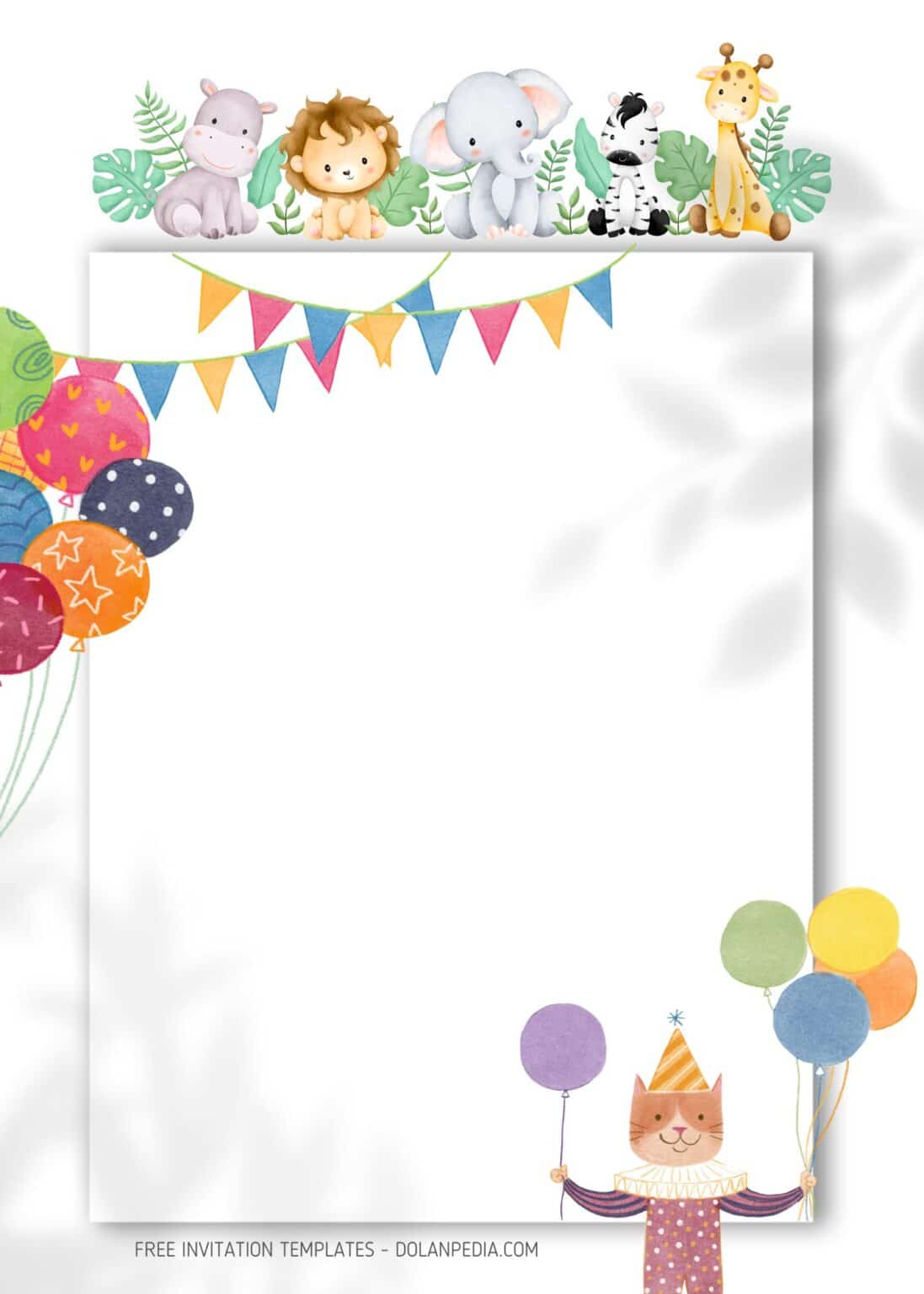 8+ Simple Animals Watercolor Birthday Invitation Templates | Dolanpedia