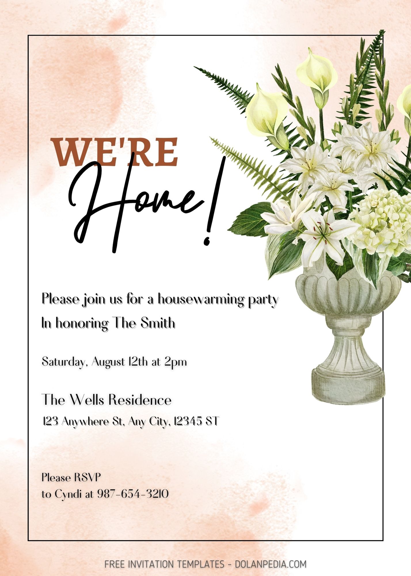 8+ Vintage Flower Vase House Warming Party Invitation One