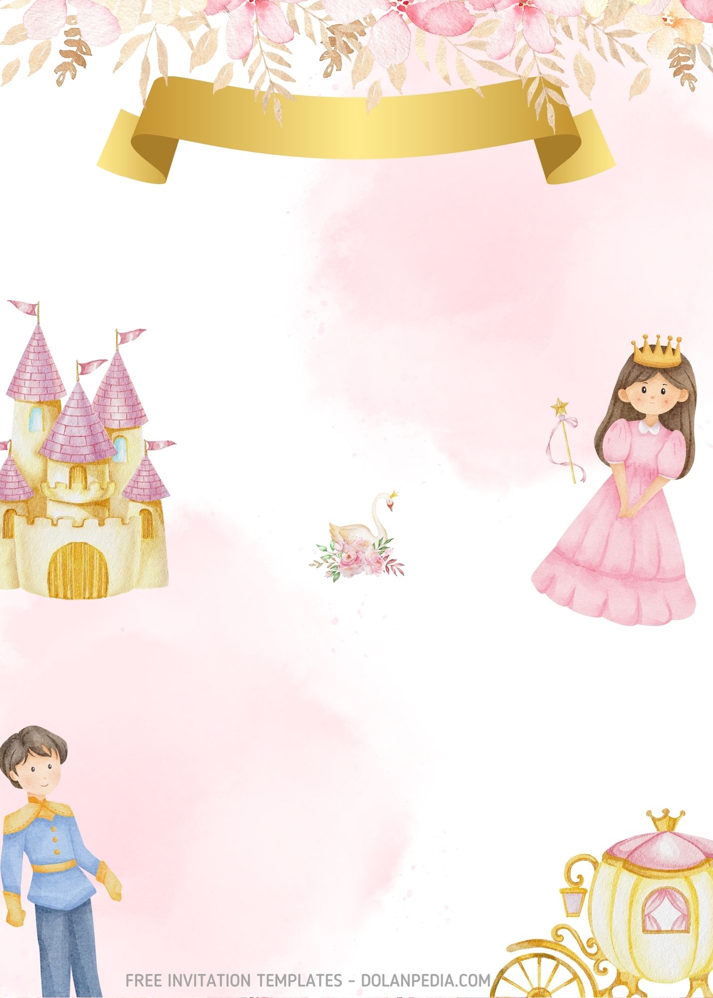 9+ Pink Princess Cartoon Birthday Invitation Templates Two