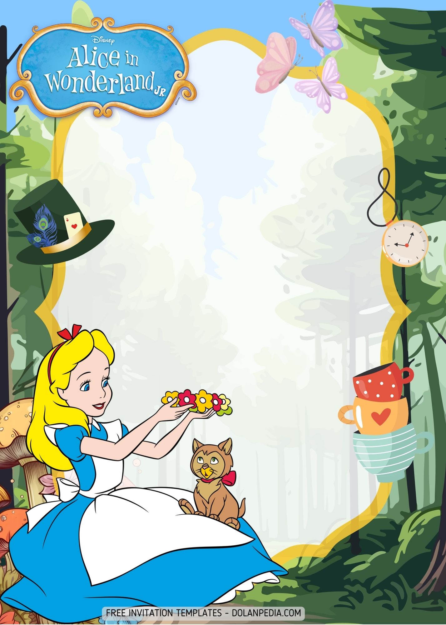 FREE Alice in Wonderland Mad Hatter's Tea Party Invitation Templates