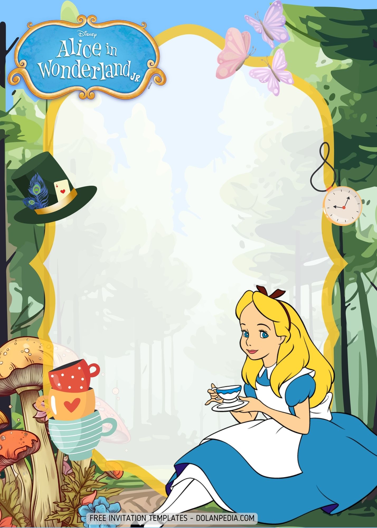 FREE Alice in Wonderland Mad Hatter's Tea Party Invitation Templates