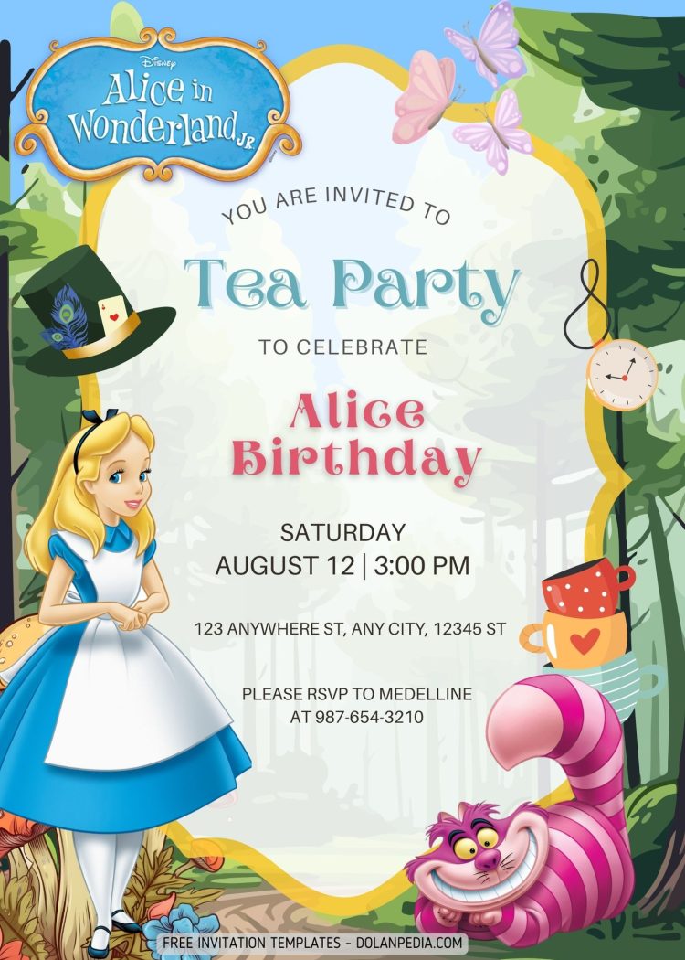 FREE Alice in Wonderland Mad Hatter’s Tea Party Invitation Templates ...