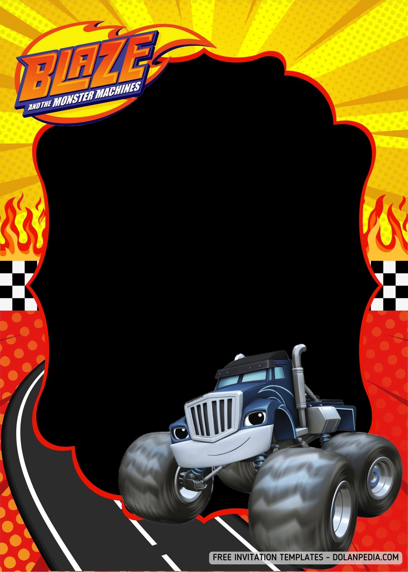 FREE Blaze & Monster Machines Outdoor Race Party Invitation Templates