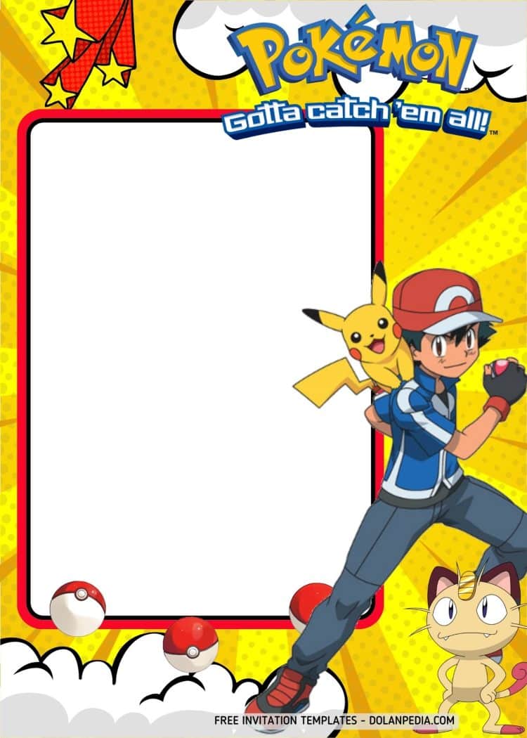 FREE Catch Them All Pokemon Party Invitation Templates