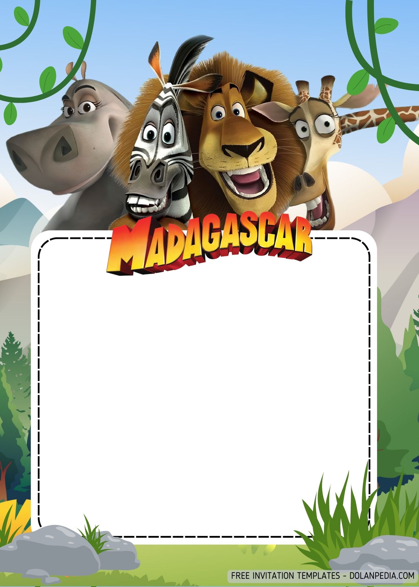 FREE Madagascar Safari Theme Invitation Templates