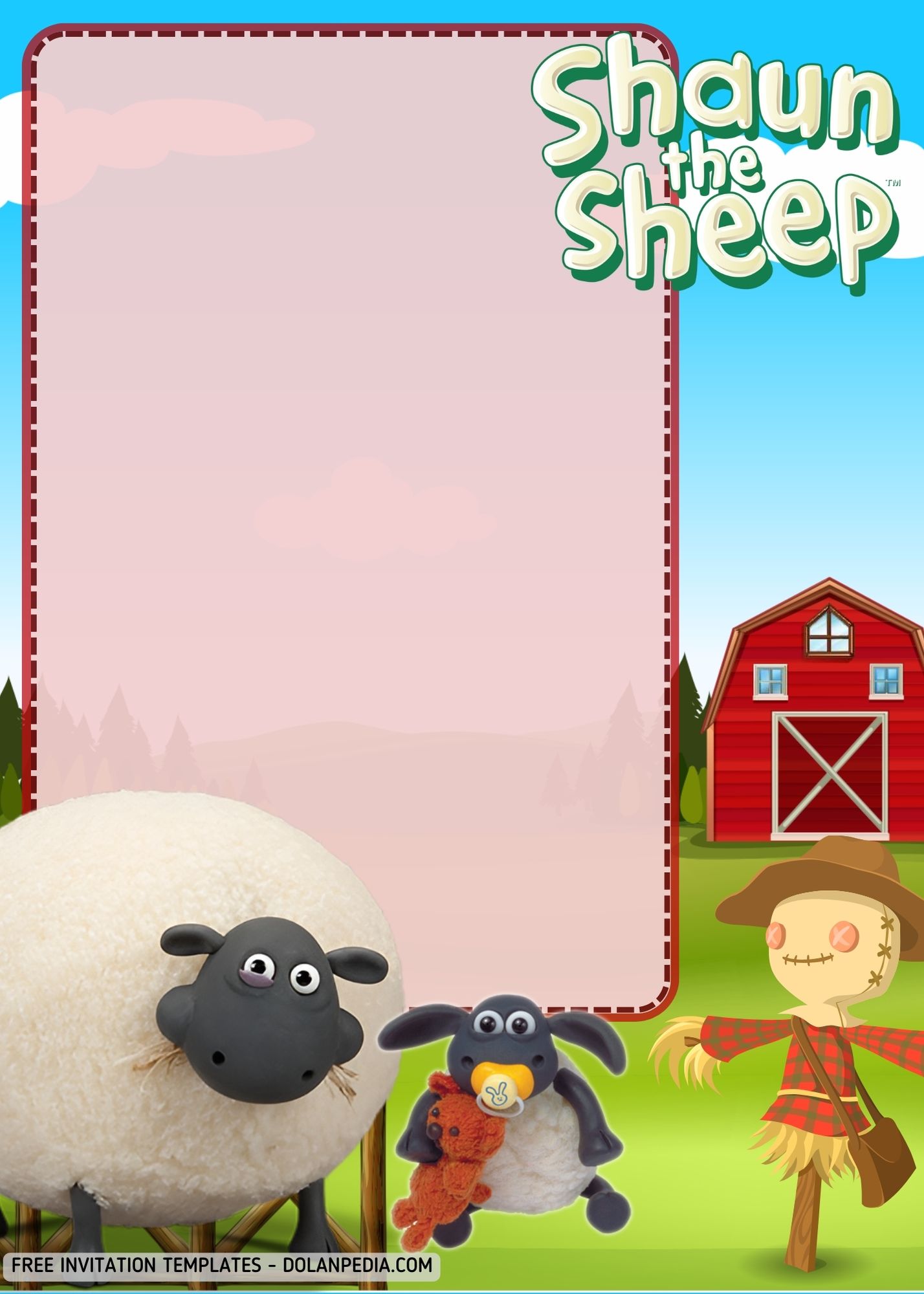 FREE Shaun The Sheep Farmyard Party Invitation Templates