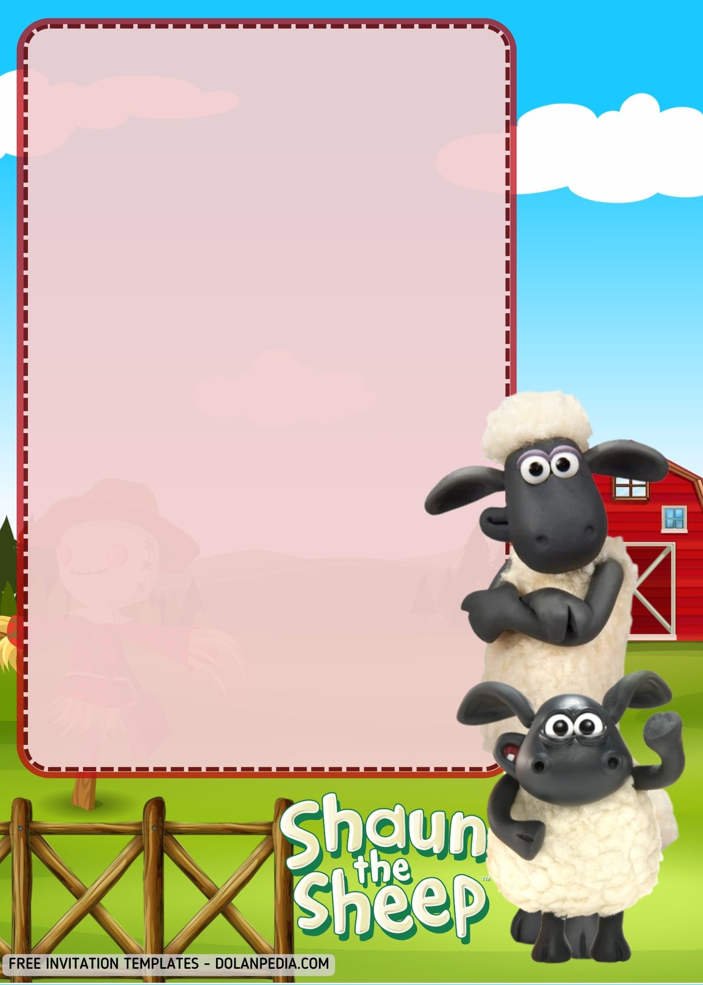 FREE Shaun The Sheep Farmyard Party Invitation Templates