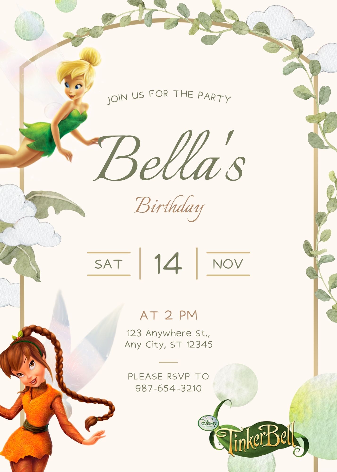 FREE Tinkerbell Fairy Garden Theme Invitation Templates