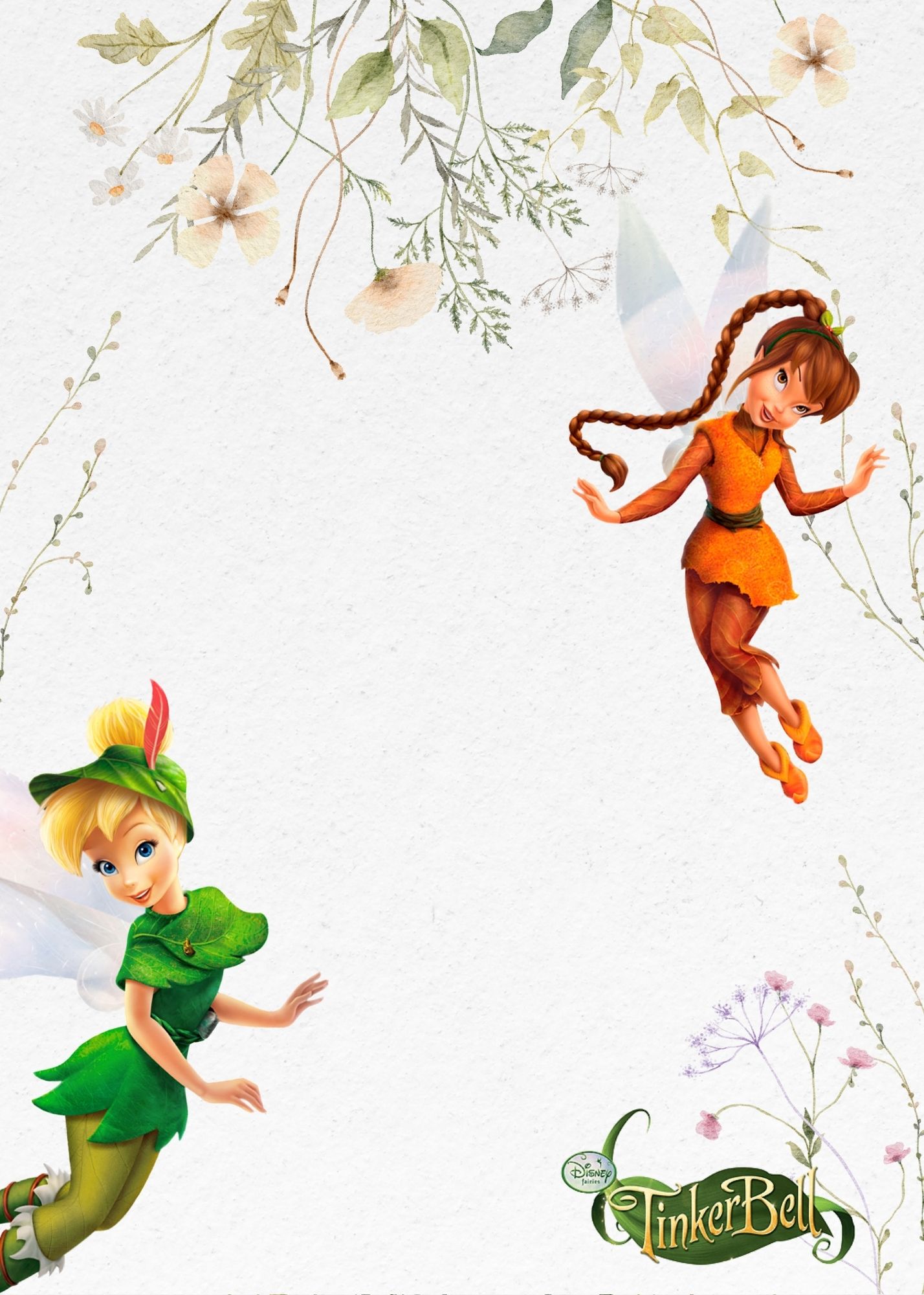 FREE Tinkerbell Fairy Garden Theme Invitation Templates