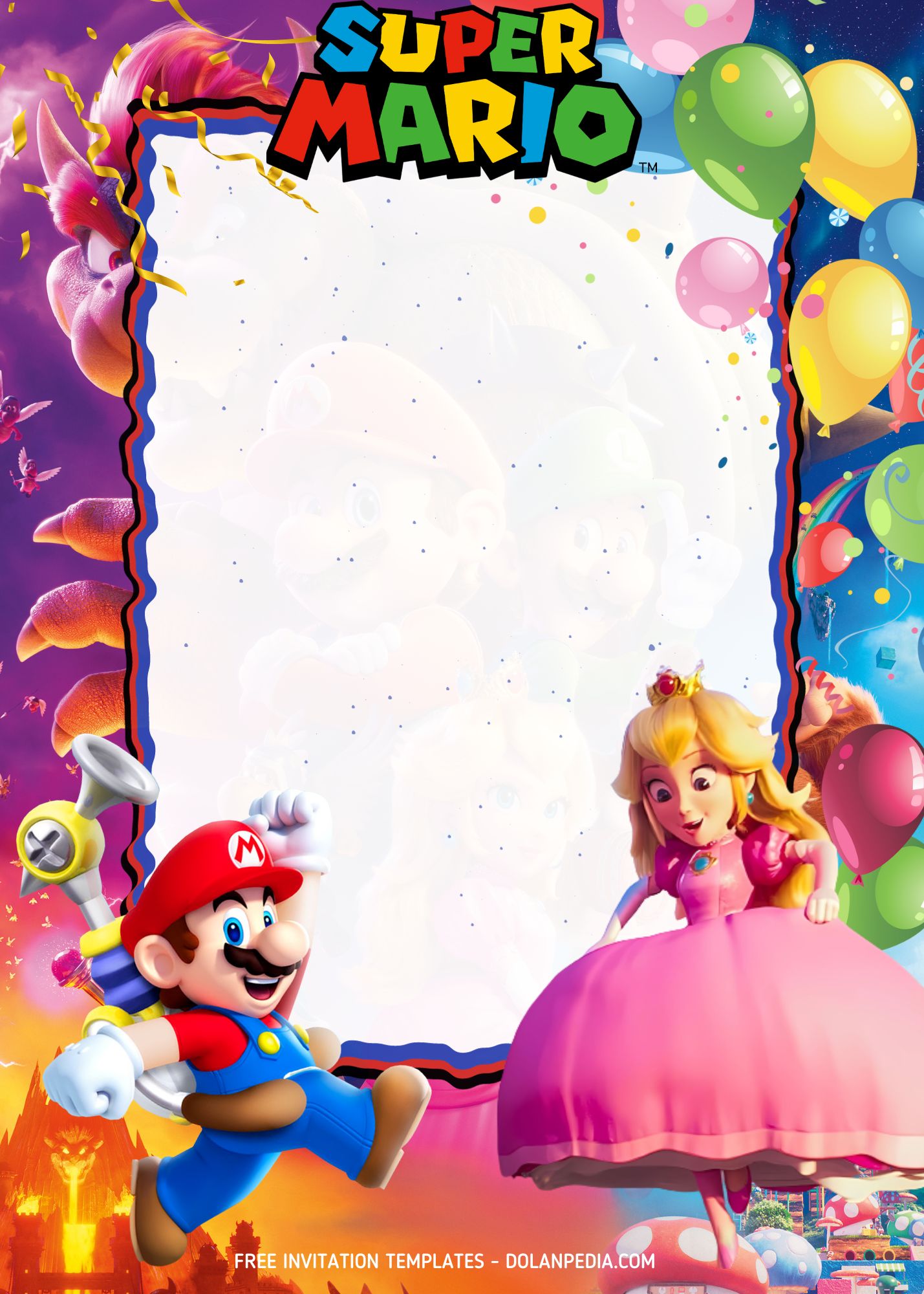 FREE Super Mario Adventure Party Invitation Templates